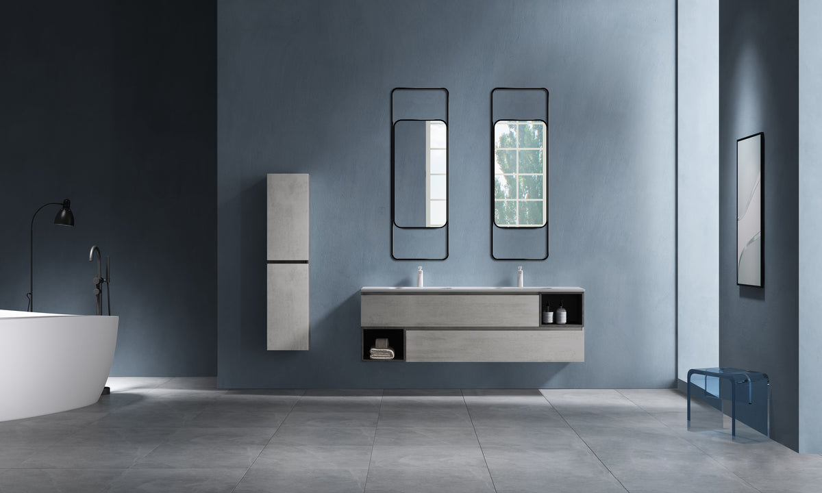 Espejo Aura con Luz LED — Marco de Acero Inoxidable Negro | 120 × 50 cm