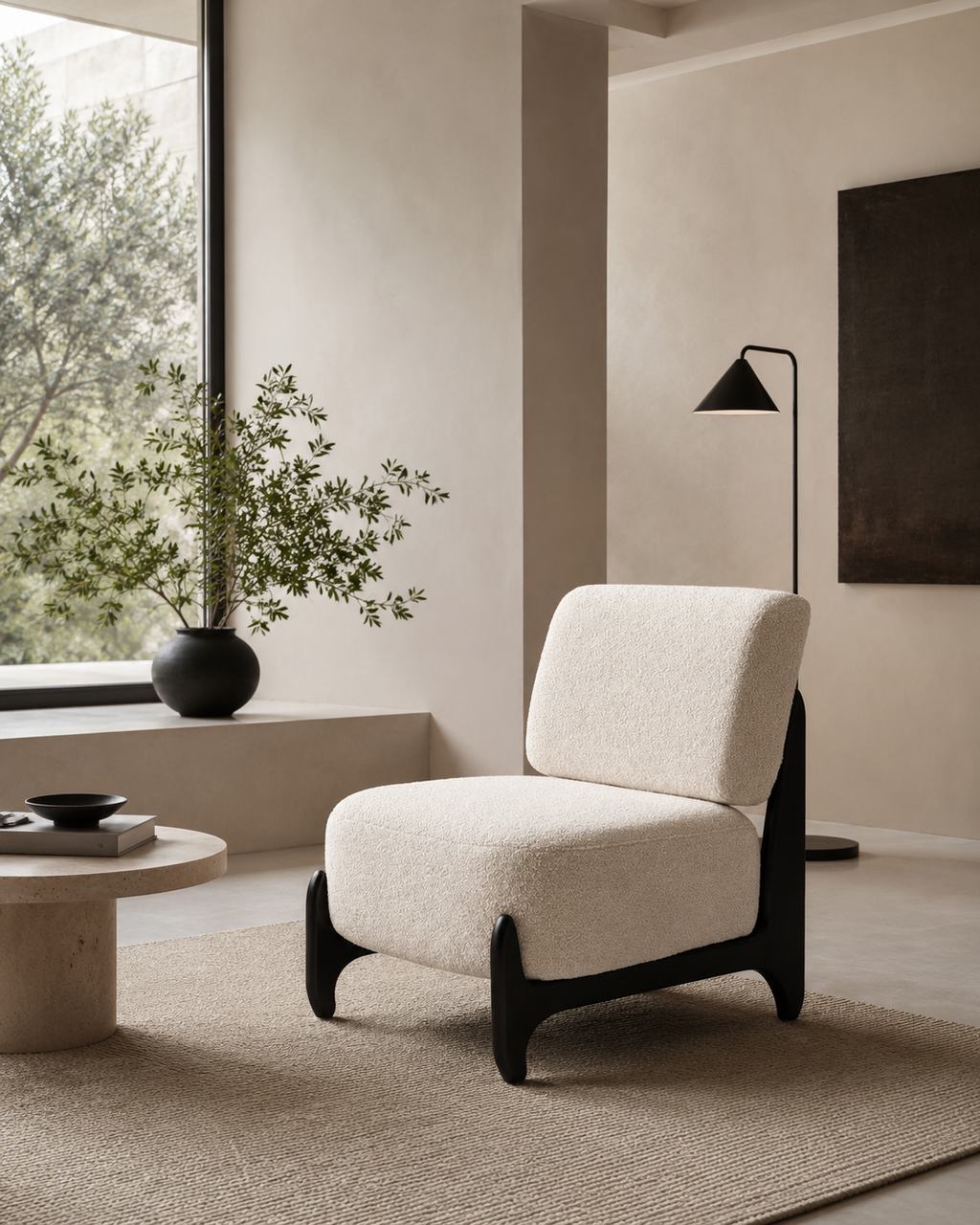 Butaca Amaro — Tapizado en Bouclé | Estructura de Madera | Sillón de Lectura
