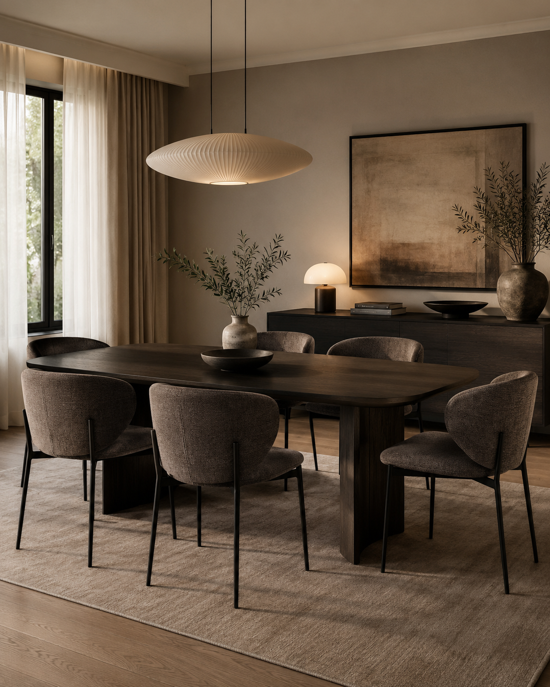 Silla Bruna — Tapizado en Chenille | Soporte Metálico Negro | Silla de Comedor