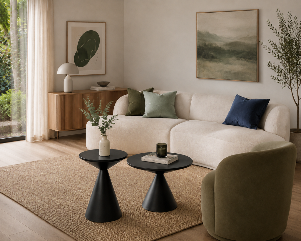Set de Mesas Nilo — 2 Mesas Auxiliares de Metal Negro | Diseño Minimalista